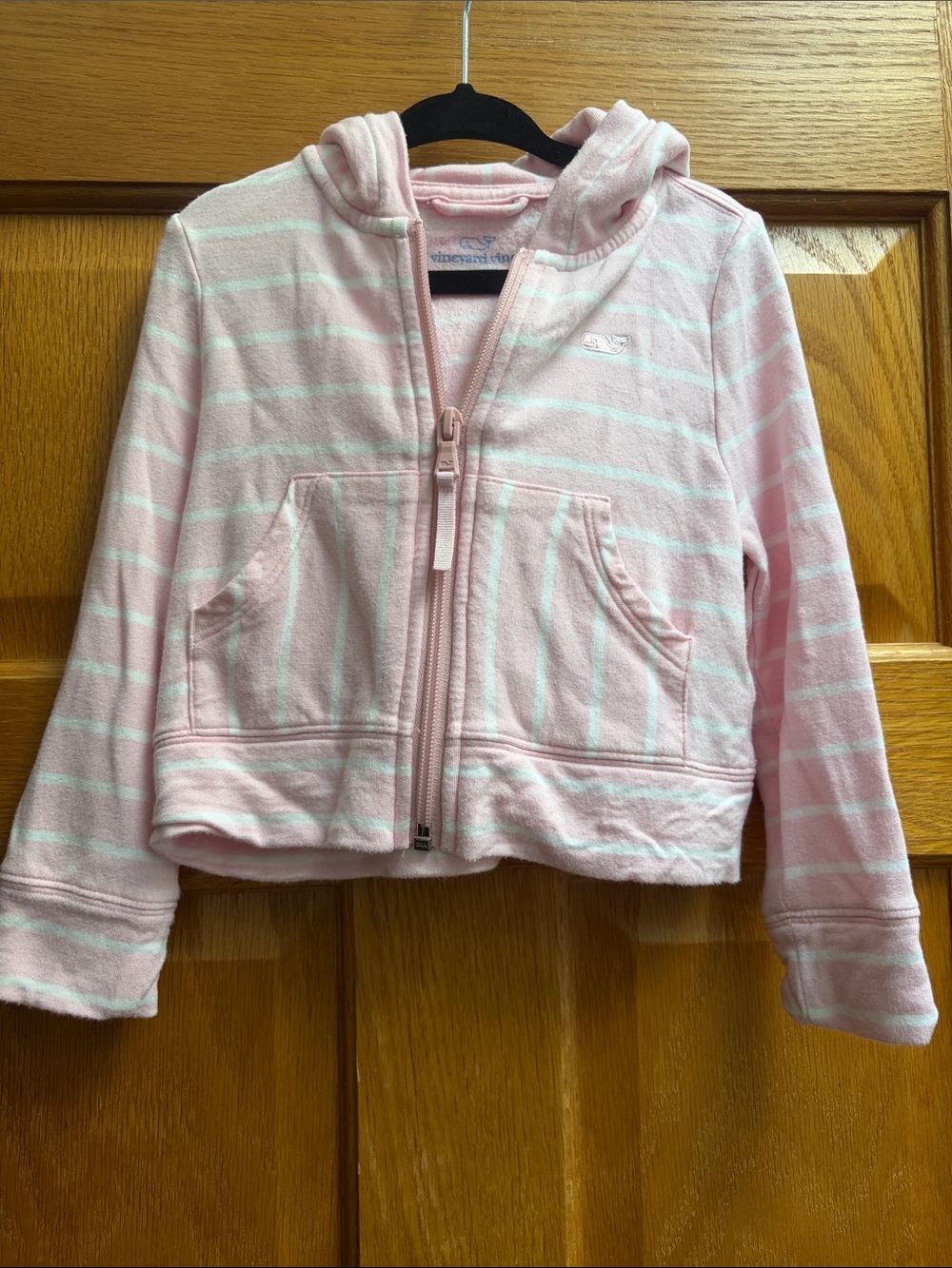 Vineyard Vines 2T Little Girls' Light Pink & White Striped Hooded Zip Jacket